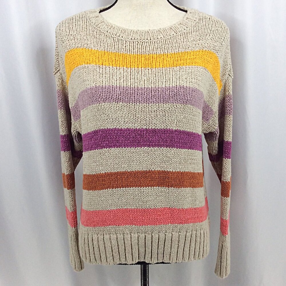 Lou & Grey for LOFT Women's Striped‎ Sweater Size Small Beige Multicolor